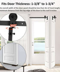 Bi-Fold Barn Door Hardware Kit For Closet, 30 Inch Track System For Two Doors, Black Roller Guides, Installed View