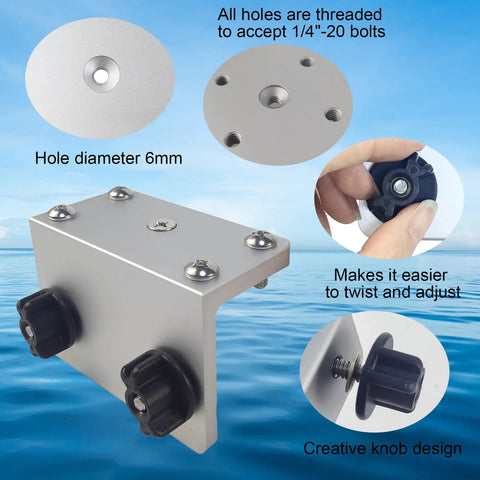 Universal Versatrack 90 Degree Aluminum Track Bracket For Boat Gunnels, Fits Tracker Versatrack, Lund Sport Track, Ranger, And Lowe Boats, Pre Drilled Mount For Rod Holders And Marine Accessories, threaded 6mm holes