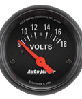 Electric Voltmeter Gauge With Incandescent Lighting Around The Dial Compatible With Twelve And Sixteen Volt Systems For Street Cars And Race Cars Includes Bulb Socket Assembly Red And Green Covers Mounting Hardware And Instructions Ideal For Keeping An, close-up view