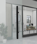 Offset Push Pull Door Handle 1200mm 48 Inches Double Sided Ladder Style 304 Stainless Steel Matte Black Finish Built To Last Rugged And Rustproof With Comfortable Ergonomic Grip For Indoor Or Outdoor Doors on glass door