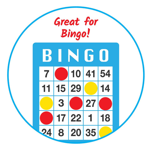 Two Color Foam Counters Set, Red and Yellow Counting Chips for Math Practice, 200 Count, shown with bingo card