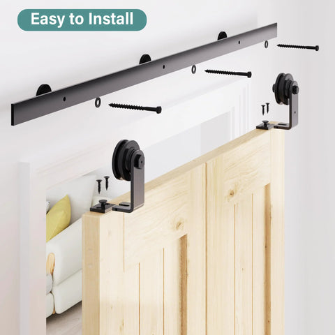 Bifold Barn Door Hardware Kit 48 Inch Track Heavy Duty Sliding System For Up To Four Eleven And A Half Inch Panels installation