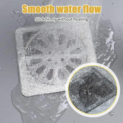 Disposable Shower Drain Covers That Are Absolute Lifesavers For Stopping Hair Clogs Cold Easy Peel Mesh Screens For Bathtubs And Floor Drains 10 Pack in water showing effective drainage.