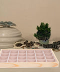 Straight Up Premium Pine Wood Jewelry Tray With 24 Compartments And Plush Velvet Lining To Store Your Bling smooth countertop display.