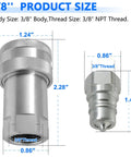 Heavy Duty Hydraulic Quick Connect Coupler Set 3/8 Inch NPT ISO 7241 A Pioneer Style With Dust Caps Poppet Universal Fit