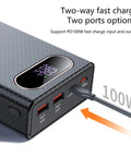 Heavy Duty 21700 Battery Case Housing For Six Cells With Digital Voltage Monitor shows charging ports and display screen.