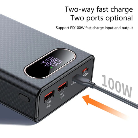 Heavy Duty 21700 Battery Case Housing For Six Cells With Digital Voltage Monitor shows charging ports and display screen.