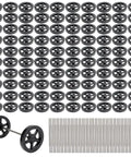 Set Of 100 Plastic Front Wheels And 50 One Eighth Inch Axle Rods For Educational Robotics And Mechanical Kits 1.38 Inch Wheels