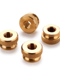 Brass Knurled Thumb Nut Knobs 5/16 Inch 18 Coarse Thread 3/4 Inch Diameter 7/16 High For Clamping In Tight Spots Gives You Zero Sweat Fine Adjustment Four Piece Top Shelf Woodworking Hardware Kit set of four