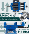Heavy Duty Cross Slide Drill Press Vise With Six Inch Max Jaw Opening built tough cast iron, precise Y and X-axis travel.