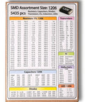 1206 SMT Electronic Components Book Kit With 5435 Pieces Including Resistors Capacitors Transistors And Diodes For Pro Projects And DIYers Great For Repair Prototyping And Learning Electronics, detailed component list shown on cover