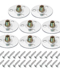 Top Tier M8 Brad Hole Tee Nuts And Round Base Weld Flange Inserts With Self Tapping Screws For Wood Furniture and Heavy Duty Shed Build No Sweat Setup, 8 inserts with screws.