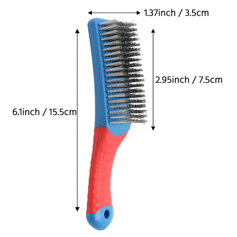 Rust Removal Wire Brush With Ergonomic Handle, Stainless Steel 8-Row Metal Scrubber for cleaning rust, 6.3x2.95in dimensions