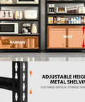 Heavy Duty 5 Tier Adjustable Storage Shelves Rack Holds Up To 3000 Lbs For Garage Kitchen Basement Pantry Or Warehouse Durable Metal Shelving With Solid Wooden Boards 72 In High 36 In Wide 16 In Deep Black, adjustable metal shelving with wood boards and narrow/wide shelf spacing