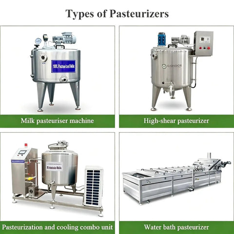 Top Tier Commercial Milk Pasteurizer 300L Or 500L Built Tough Industrial Dairy Processing Station for various milk pasteurization types.