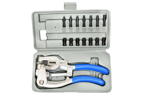 Two Pack Power Hole Punch For Aviation Sheet Metal And Plastic Heavy Duty Hand Held Set with Adjustable Edge Guide in case