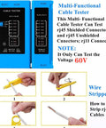 Multi-functional cable tester and wire stripper in the RJ45 Pass Through Crimping Tool Kit for Cat6 Cat5e Cat5.
