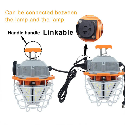 150W LED Work Light Portable Hanging Lamp Daylight 5000K 25000 LM Waterproof Jobsite Lighting With Stainless Steel Guard