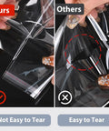 Comparison of self sealing cellophane bags showing durability in avoiding tears for 8.5x11 photo mats, 100 pack.