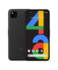 Unlocked Android Smartphone Pixel 4a Boasting A Sleek Just Black Finish And Ridiculous Battery Life Paired With A Dope 12 Megapixel Camera For Crisp Photos And Lightning Fast Speeds Perfect For Everyday Use And Travel Adventures - Front and back view on white background.