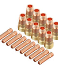 Pro TIG Gas Lens And Collet Combo Kit With 20 Stubby Ceramic Cups And 3/32 Inch Inserts For WP17 18 26 DB SR Torches, complete set of tungsten collets.