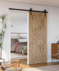 Heavy Duty 6.6-Foot Sliding Barn Door Hardware Kit With Ultra Quiet, Smooth Operation, No Sweat Installation, Flower Style Black installed