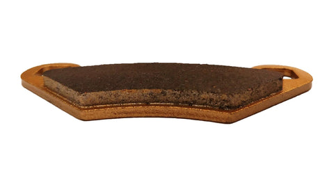 Ceramic brake pad for Polaris Sportsman ATV with copper backing plate, front view.