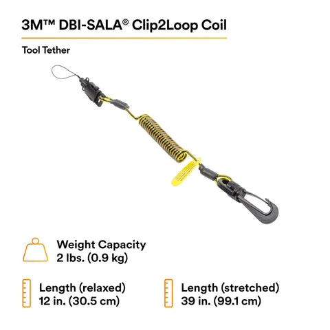 Ultra Compact Clip To Loop Coil Tether For Small Objects With Swivel Snap D Ring Attachment And Side Release Loop 10 Pack