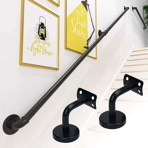5 Pack Black Stainless Steel Handrail Brackets For Heavy Duty Staircase Support With Included Screws And Hardware, 80 Mm By 60 Mm For Angled Installations