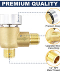 Brass RV Vacuum Breaker Check Valve For Gray Water Black Tank Flush System Replacement For Leaking Vacuum Breaker In Camper Trailer Water Line 571 VAC CHK A Compatible Improves Freshwater Quality, side view showing precision design and upgraded brass valve body.