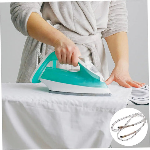 Person ironing with a steam iron, featuring Medium Temperature Steam Hose for Steam Irons, 3 Meter High Pressure Tube inset image.