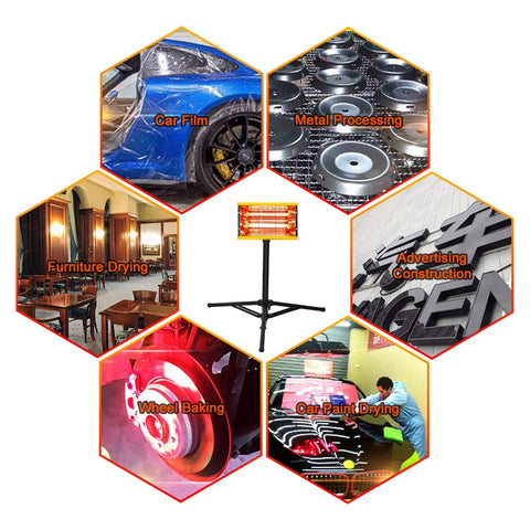 Pro Grade Infrared Paint Curing Lamp 2000W Shortwave Heat Lamp for various applications like car film, metal processing, and more.