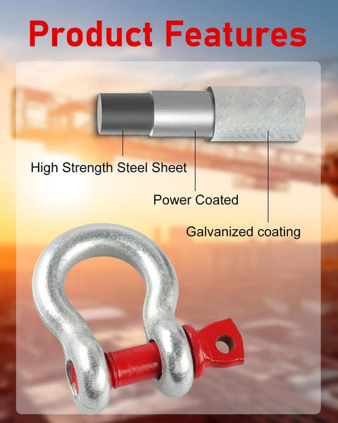 3 Piece Set Of One Half Inch D Ring Shackles Crafted From Tough As Nails Galvanized Steel Clevis Hardware Featuring Thickened Pin Design with high strength steel features.