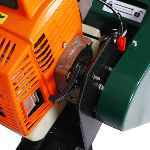 Heavy Duty Yard Beast 7 Ton Gas Log Splitter With Double Flywheel Auto Return Portable 63cc Engine close-up of engine components