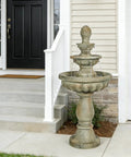 42.5 Inch Outdoor Water Fountain With 3 Tier Cascading Waterfall In Fiber Reinforced Concrete For Garden Patio Backyard And Lawn Decor A Chill Big Outdoor Water Feature For Your Home Oasis