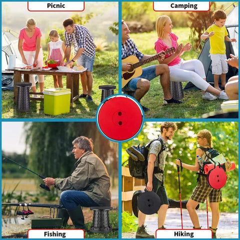 Heavy Duty Folding Stool Portable And Lightweight Yet Extra Sturdy With 400lbs Load Capacity For Camping Fishing Hiking BBQ Black Collapsible Seat Built For Outdoors in outdoor settings.