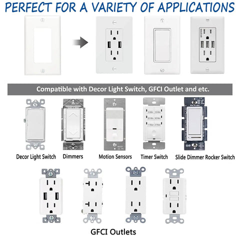 GFCI Style Rocker Light Switch Wall Plate Cover 1-Gang 4.50 By 2.76 Inches compatible with various switches and outlets