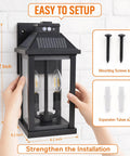 Super Bright Solar Porch Lights With Smart Motion Sensor Sconce Natch Kicks On Yard Fence And Patio For Straight Up Security And Super Fly Nighttime Glow, wall-mounted lantern with dimensions 13.2 x 6.1 inches.