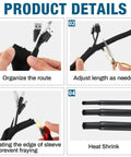 Split Wire Loom Sleeve Master Kit for Vehicles usage showing hands organizing, cutting, heating sleeves with tools for cords protection