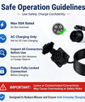 Hella Reliable Heavy Duty EV Charger Extension Cable 17 Foot 50 Amp J1772 Cord For AC Home Charging SAE Certified charging safety guidelines