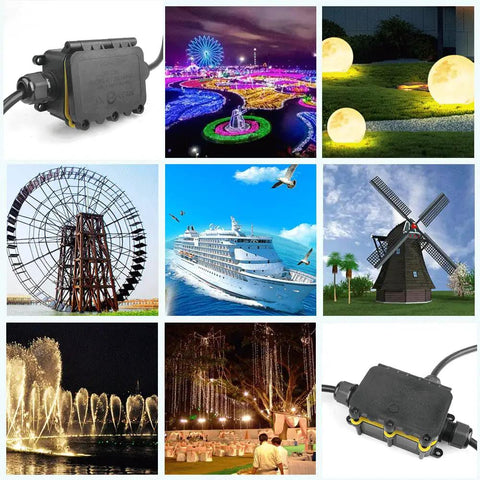 Underground Outdoor Junction Box Waterproof IP68 3 Way M20 Coaxial Cable Connector Enclosure in garden and festival lights