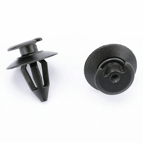 Two black nylon door trim panel retainer clips for Porsche 911 928 944 968 1970 to 1995 and VW Corrado EuroVan Jetta Rabbit Vanagon 1979 on