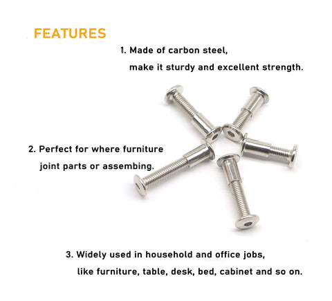 Rivet Countersunk Hex Socket Bolts and Hex Head Barrel Nuts Kit features highlighted on a white background