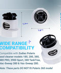 BlueStars pressure relief valve replacement kit, white plastic body with black top, pack of 2; Polaris-compatible.
