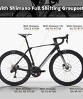 Lightweight Carbon Road Bike With T1000 Reinforced Frame And Carbon Fork And Seat Tube, Unisex Fit, Shimano 105 Di2 R7170 2x12Speed