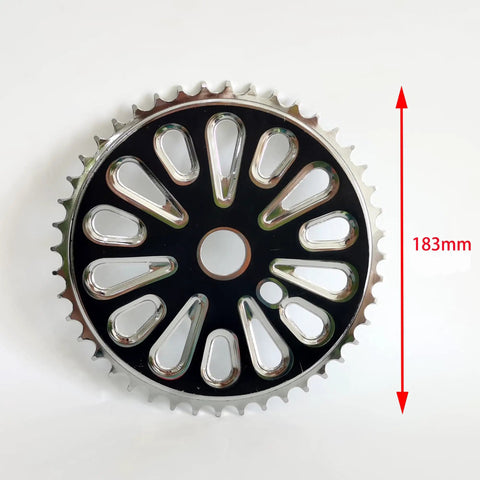 Wide Pedal Crank Kit One Piece Crank for Two Stroke Gas Motorized Bicycle 48cc 66cc 80cc Black 44 Tooth Sprocket