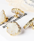 Geode Crystal Cabinet Knobs 4 Pack With Dope Gold Plated Gemstone Drawer Pulls For Kitchen Cabinets Dressers And Home Office Decor White Geode Style Easy Install