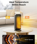 1500W Portable Ceramic Space Heater With Thermostat Oscillation And Remote For Bedroom Living Room Home Office Under Desk Use