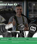 Front Lower Control Arm With Ball Joint Assembly Pair For Chrysler 200 2015 2017 And Dodge Dart 2013 2014 2015 2016 Driver Side And Passenger Side OE MS251201 MS251202 Replacement High Strength Automotive Suspension Part, control arm components close-up with mechanic giving thumbs up.