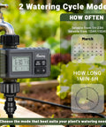 360 Degree Adjustable Drip Irrigation System With 50 Ft Tubing, 16 Nozzles, Water Timer, Rain Delay settings illustration